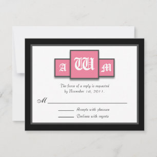 {TBA} Tri-Monogram Rosa Modern Reply / OSA kort