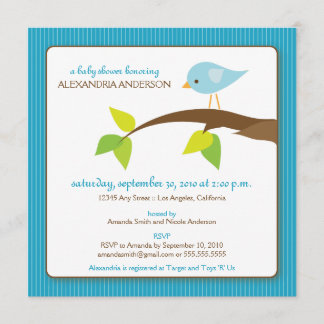 {TBA} Tweet Tweet Baby Shower-inbjudan (aqua) Inbjudningar