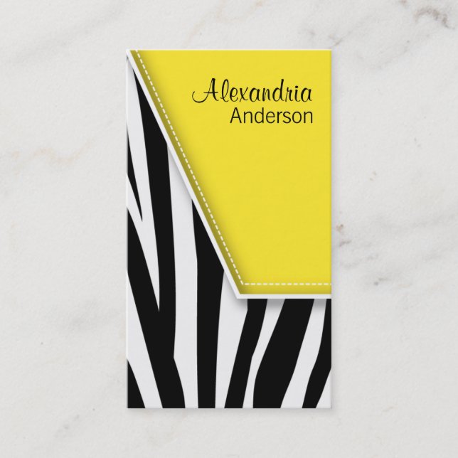 {TBA} Zany Hip Zebra tryck-Affärskort (gult) Visitkort (Framsida)