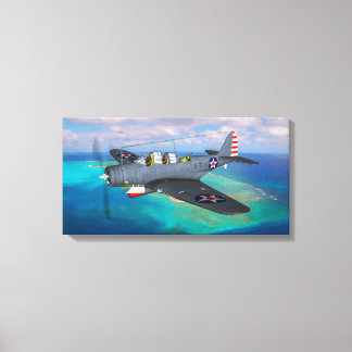 TBD-1 Devastator over Midway Island Canvastryck