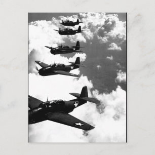 TBF-flygning (Avengers) i formation_Krig-avbildnin Vykort