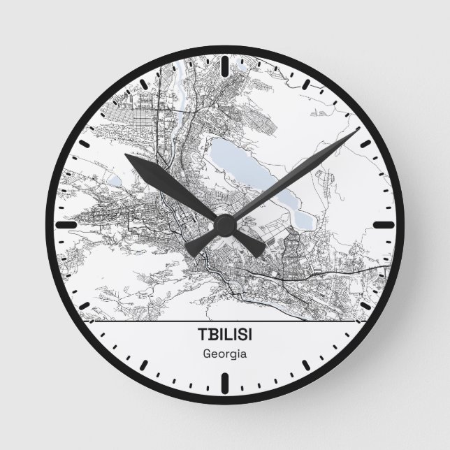 Tbilisi Clock City Line Art Rund Klocka (Framsida)