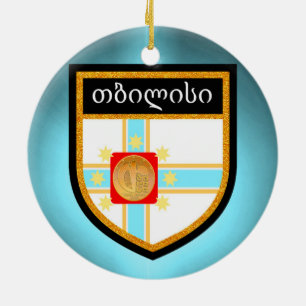 Tbilisi Flagga Julgransprydnad Keramik