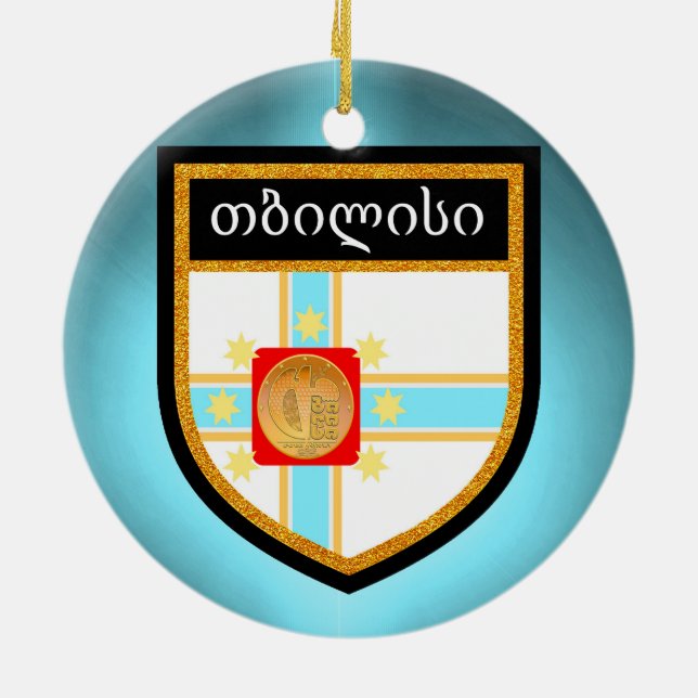 Tbilisi Flagga Julgransprydnad Keramik (Baksidan)