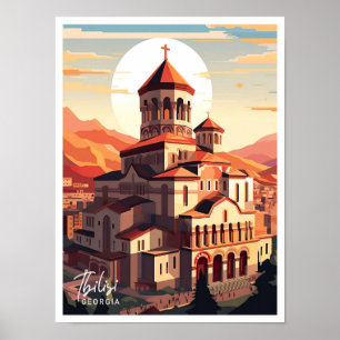Tbilisi Georgia Art Travel Ställe illustration Poster