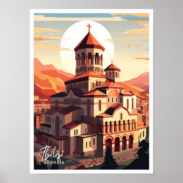 Tbilisi Georgia Art Travel Ställe illustration Poster (Framsidan)