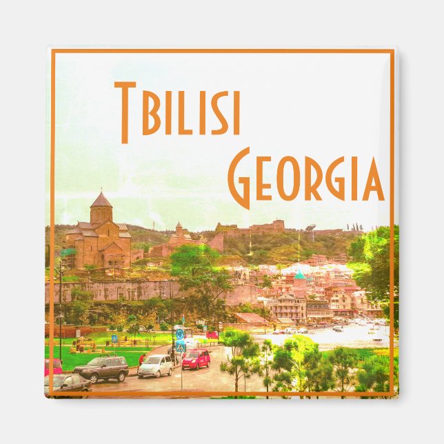 Tbilisi Georgia City View Cityscape Architecture Magnet (Framsidan)