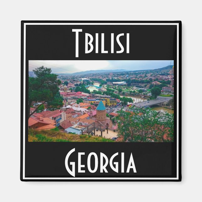 Tbilisi Georgia City View Cityscape Architecture Magnet (Framsidan)