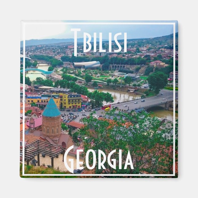 Tbilisi Georgia City View Cityscape Architecture Magnet (Framsidan)