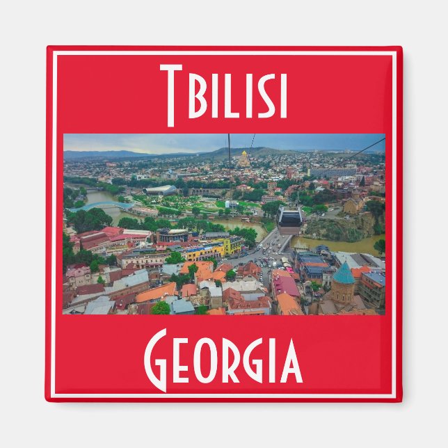 Tbilisi Georgia City View Cityscape Architecture Magnet (Framsidan)