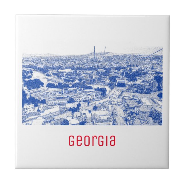 Tbilisi Georgia Cityscape Architecture Sketch Kakelplatta (Framsidan)