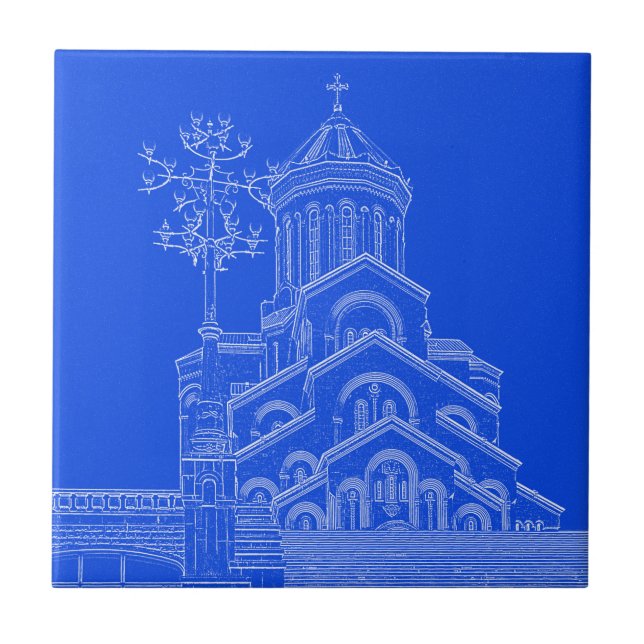 Tbilisi Georgia Cityscape Architecture Sketch Kakelplatta (Framsidan)
