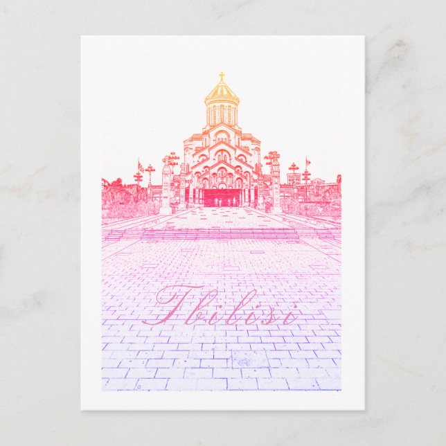 Tbilisi Georgia Cityscape Sameba Architecture Vykort (Framsida)