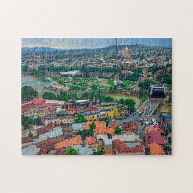 Tbilisi Georgia Cityscape Street Architecture Jigs Pussel (Horisontell)