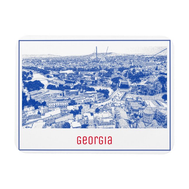 Tbilisi Georgia Cityscape Street Architecture Magnet (Horisontell)