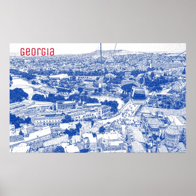 Tbilisi Georgia Cityscape Street Architecture Poster (Framsidan)