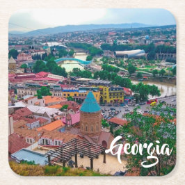 Tbilisi Georgia Cityscape Street Architecture Underlägg Papper Kvadrat