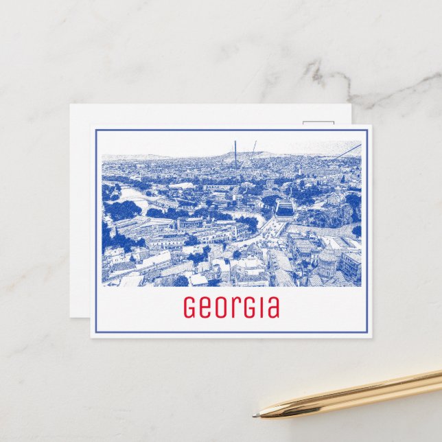 Tbilisi Georgia Cityscape Street Architecture Vykort (Fram/Back In Situ)