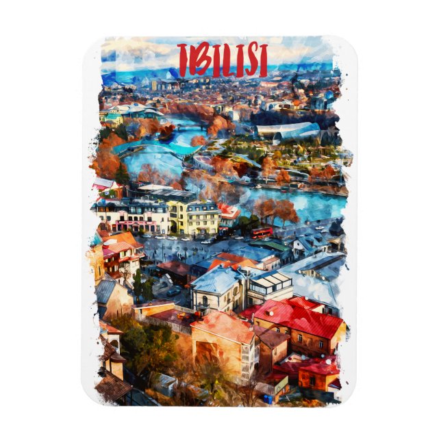 Tbilisi Georgia Cityscape View Magnet (Vertikal)