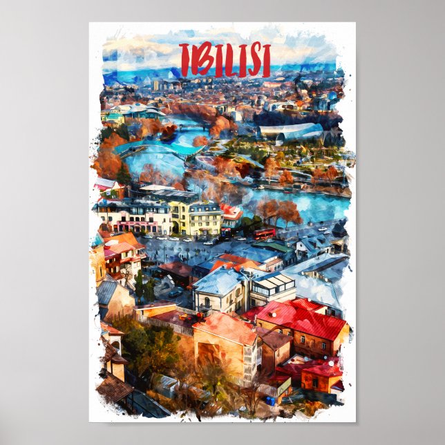 Tbilisi Georgia Cityscape View Poster (Framsidan)
