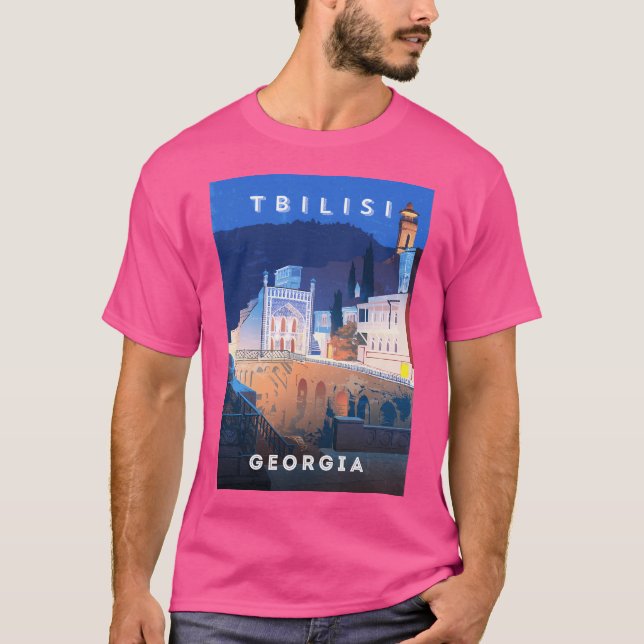 Tbilisi Georgia - Retro Travel Minimalist Poster T Shirt (Framsida)