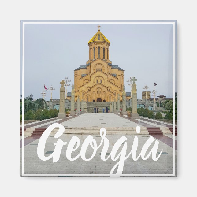 Tbilisi Georgia Sameba Heliga Trinity Cathedral Magnet (Framsidan)