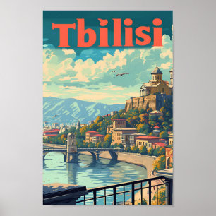 Tbilisi Georgia Vintage Art Travel Illustration Poster
