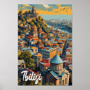 Tbilisi Georgia Vintage Art Travel Illustration Poster