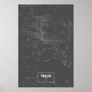 Tbilisi Georgia (vit på svart) Poster