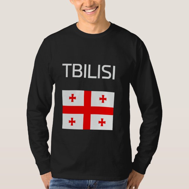 Tbilisi Georgien Georgisk Flagga T Shirt (Framsida)