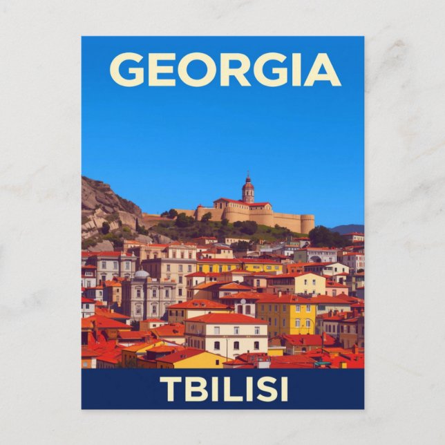 Tbilisi Georgien Narikala fästning Vykort (Framsida)