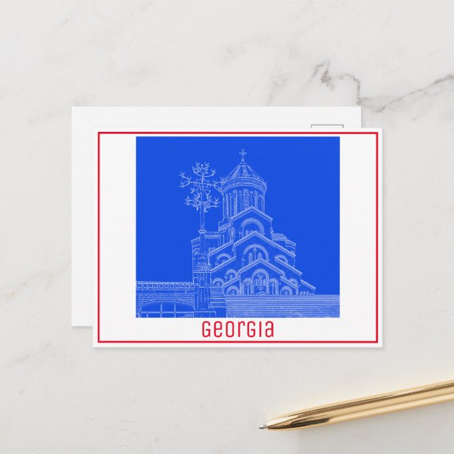 Tbilisi Georgien Stadsscen Sameba Arkitektur Vykort (Fram/Back In Situ)