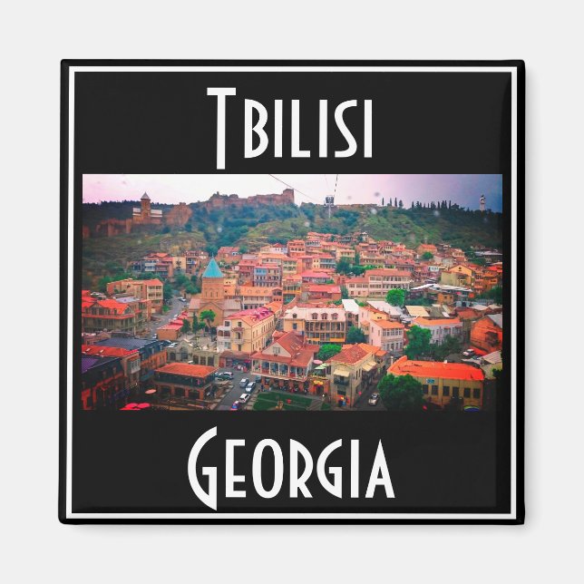 Tbilisi Georgien Stadsvy Arkitektur Magnet (Framsidan)