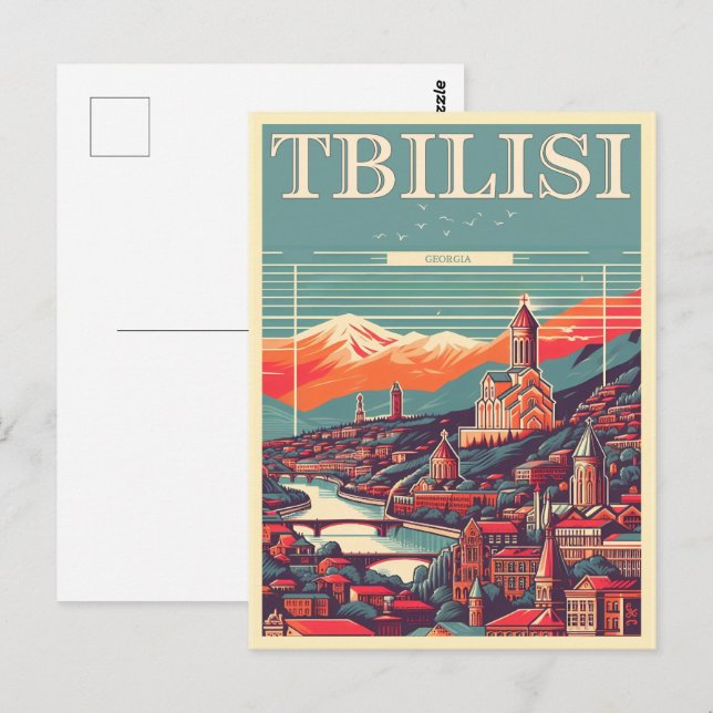Tbilisi Georgiens huvudstad, Retro souvenirpresent Vykort (Fram/baksida)
