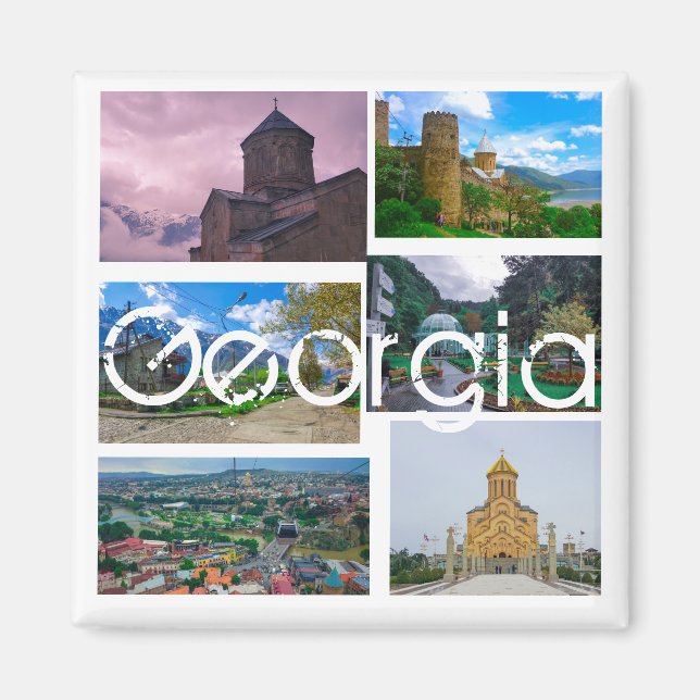 Tbilisi Kazbegi Borjomi Georgia Architecture Magnet (Framsidan)