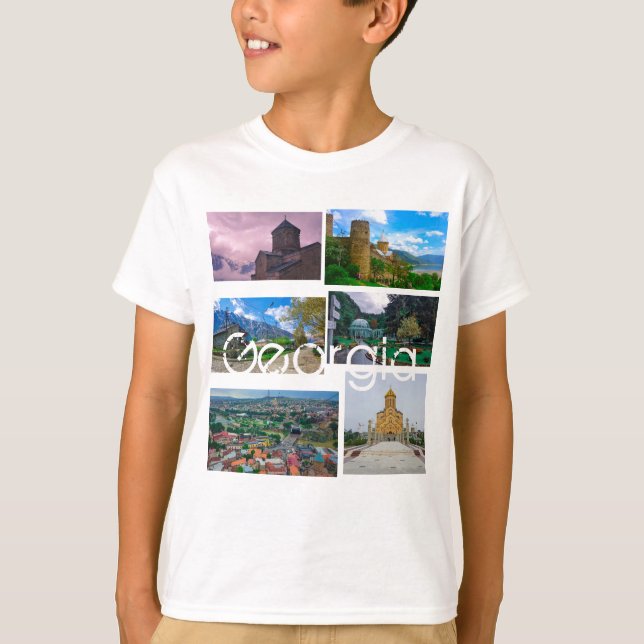 Tbilisi Kazbegi Borjomi Georgia Architecture T Shirt (Framsida)
