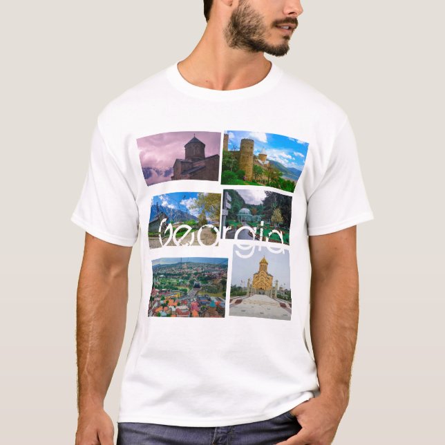 Tbilisi Kazbegi Borjomi Georgia Architecture T Shirt (Framsida)