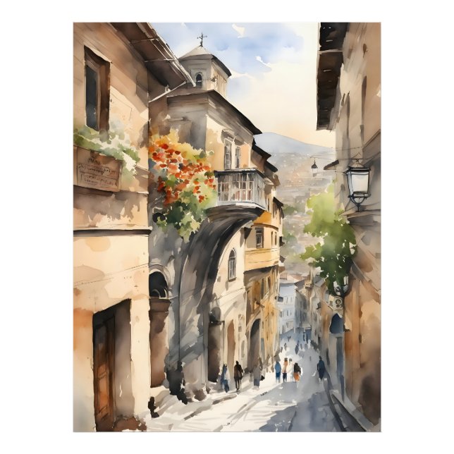 Tbilisi vattencolor art fototryck (Framsidan)
