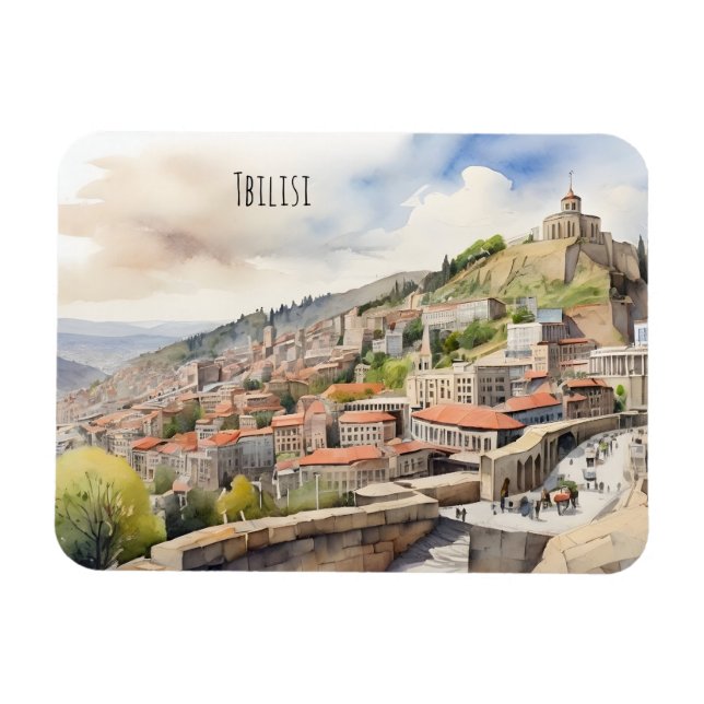 Tbilisi vattencolor art magnet (Horisontell)
