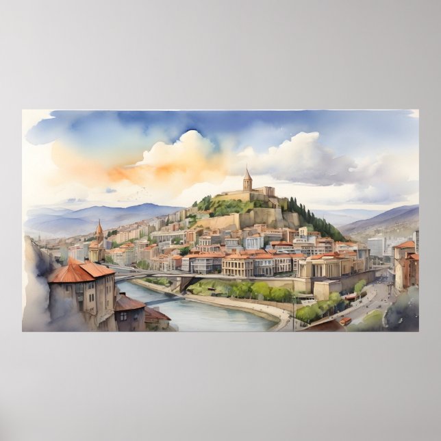 Tbilisi vattencolor art poster (Framsidan)