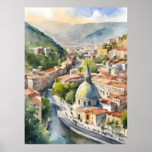 Tbilisi vattencolor art poster