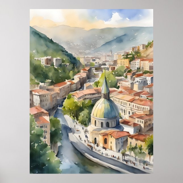 Tbilisi vattencolor art poster (Framsidan)