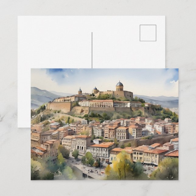 Tbilisi vattencolor art vykort (Fram/baksida)