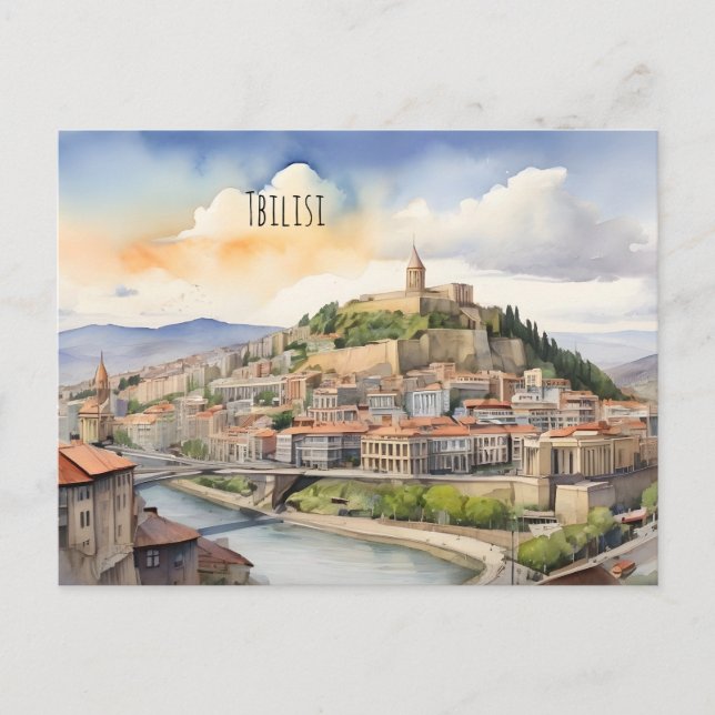 Tbilisi vattencolor art vykort (Framsida)
