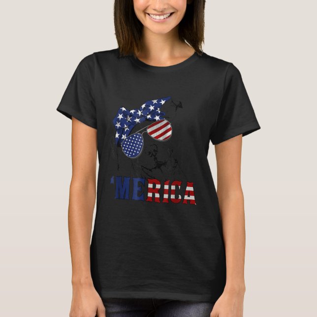 Tbull 4th Of July Merica American Flag Sungles  T Shirt (Framsida)