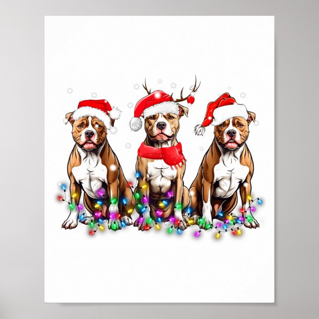 Tbull Dog Christmas Lights Cute Pet Matching Famil Poster (Framsidan)