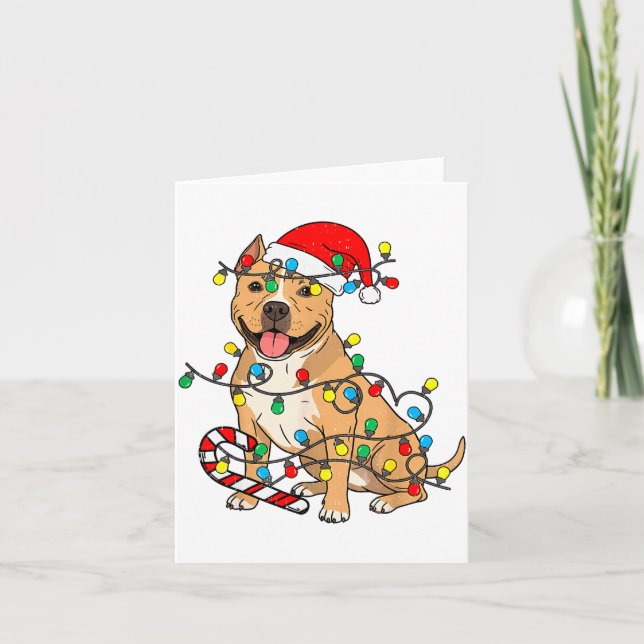 Tbull Dog Christmas Lights Santa Xmas Pet Dog Love Kort (Framsida)