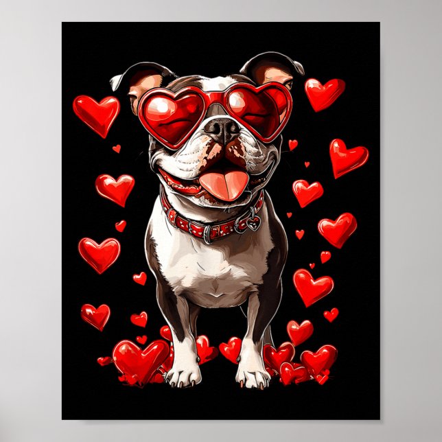 Tbull Heart Gles Cute Ttie Valentines Day Dog Love Poster (Framsidan)