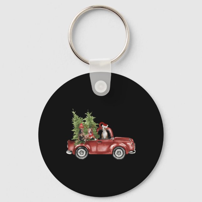 Tbull On Car Christmas Ornament Funny Xmas  Nyckelring (Framsida)