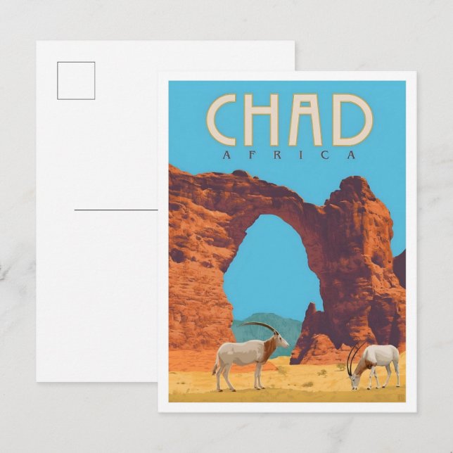 Tchad Afrika Vintage Resa  Vykort (Fram/baksida)
